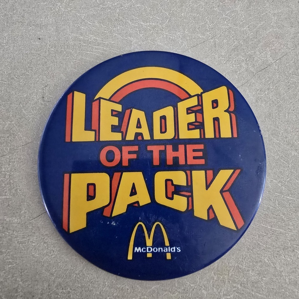 Vintage 1980s McDonalds Leader of the Pack Pin Button 3 Inch Fast Food Promo VTG